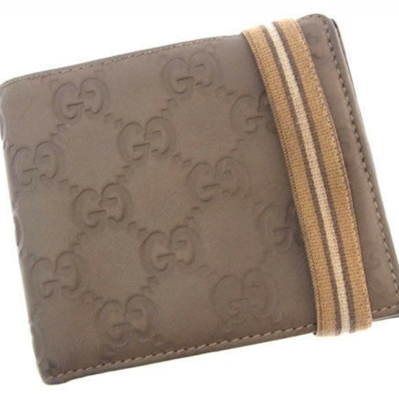 Gucci Wallet Purse Bifold Guccissima Grey Beige Woman Authentic Used Y2668 - Picture 1 of 5